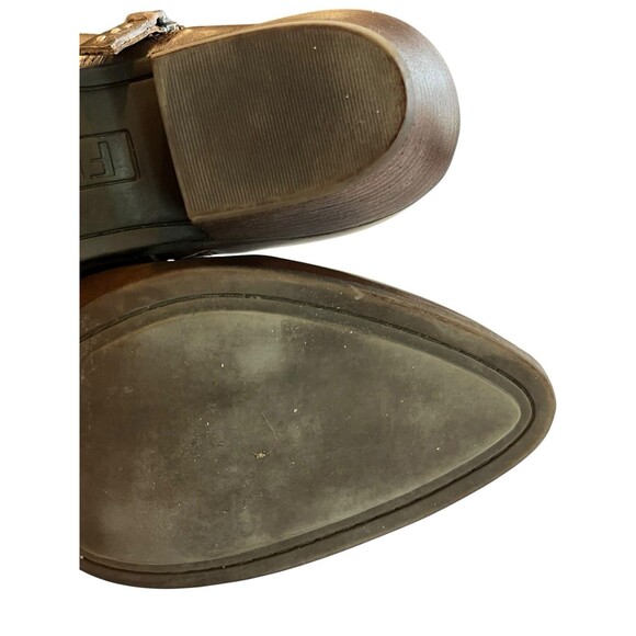 Frye Boots Ankle Booties Judith Leather Block Heel Double Zip Sz 8.5 brown - Picture 11 of 11